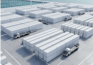 Aerial view of a container yard