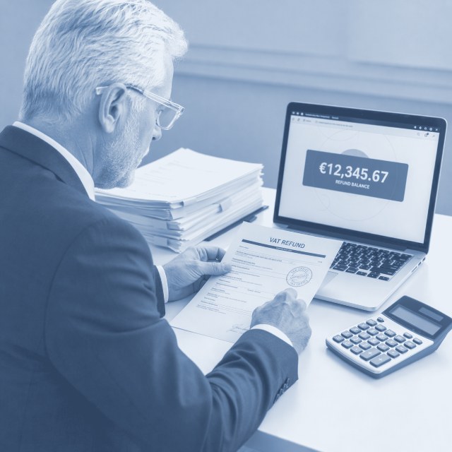 Reviewing an approved VAT refund on a laptop